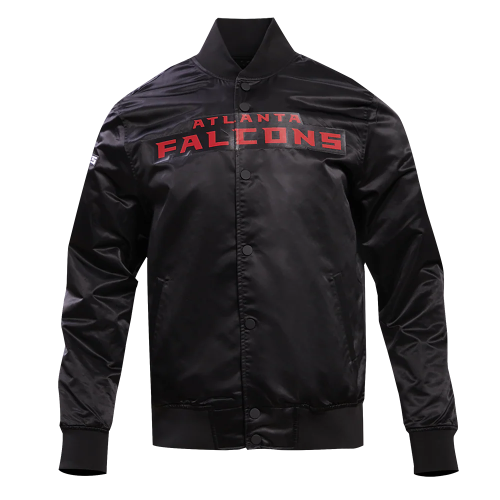 NFL ATLANTA FALCONS BIG LOGO MEN'S SATIN JACKET (BLACK) - Image 8