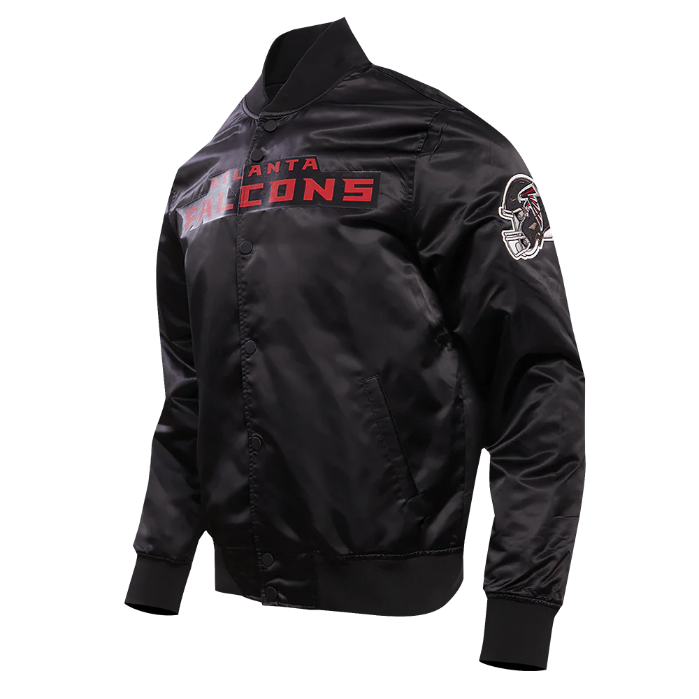 NFL ATLANTA FALCONS BIG LOGO MEN'S SATIN JACKET (BLACK) - Image 9