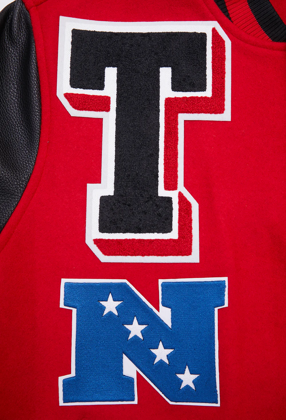 NFL ATLANTA FALCONS MASHUP MEN'S RIB WOOL VARSITY JACKET (RED/BLACK) - Image 9