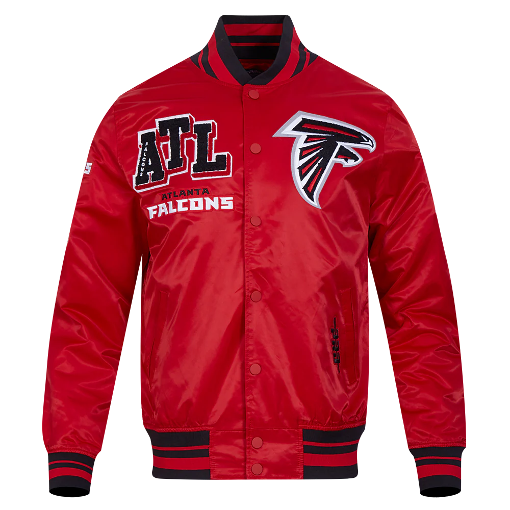 NFL ATLANTA FALCONS MASHUP MEN'S RIB SATIN JACKET (RED/BLACK)