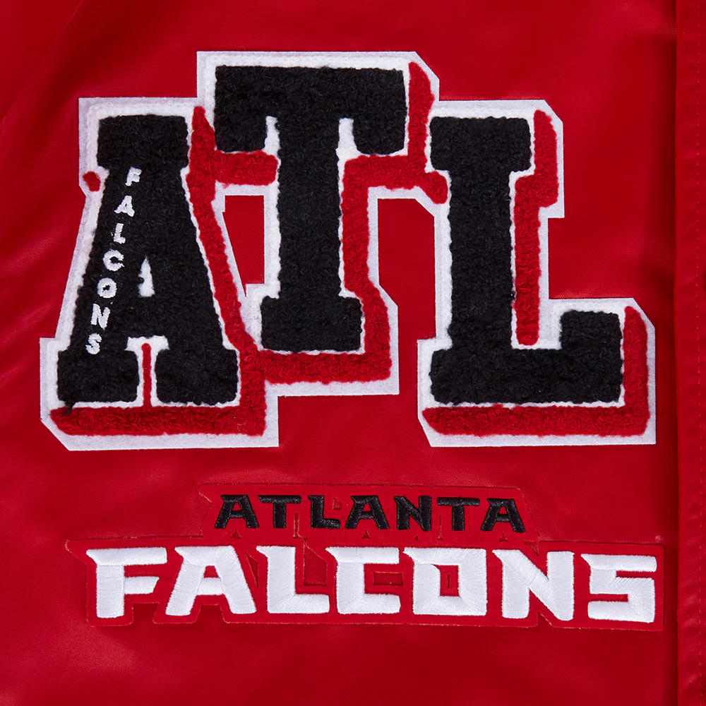 NFL ATLANTA FALCONS MASHUP MEN'S RIB SATIN JACKET (RED/BLACK) - Image 10