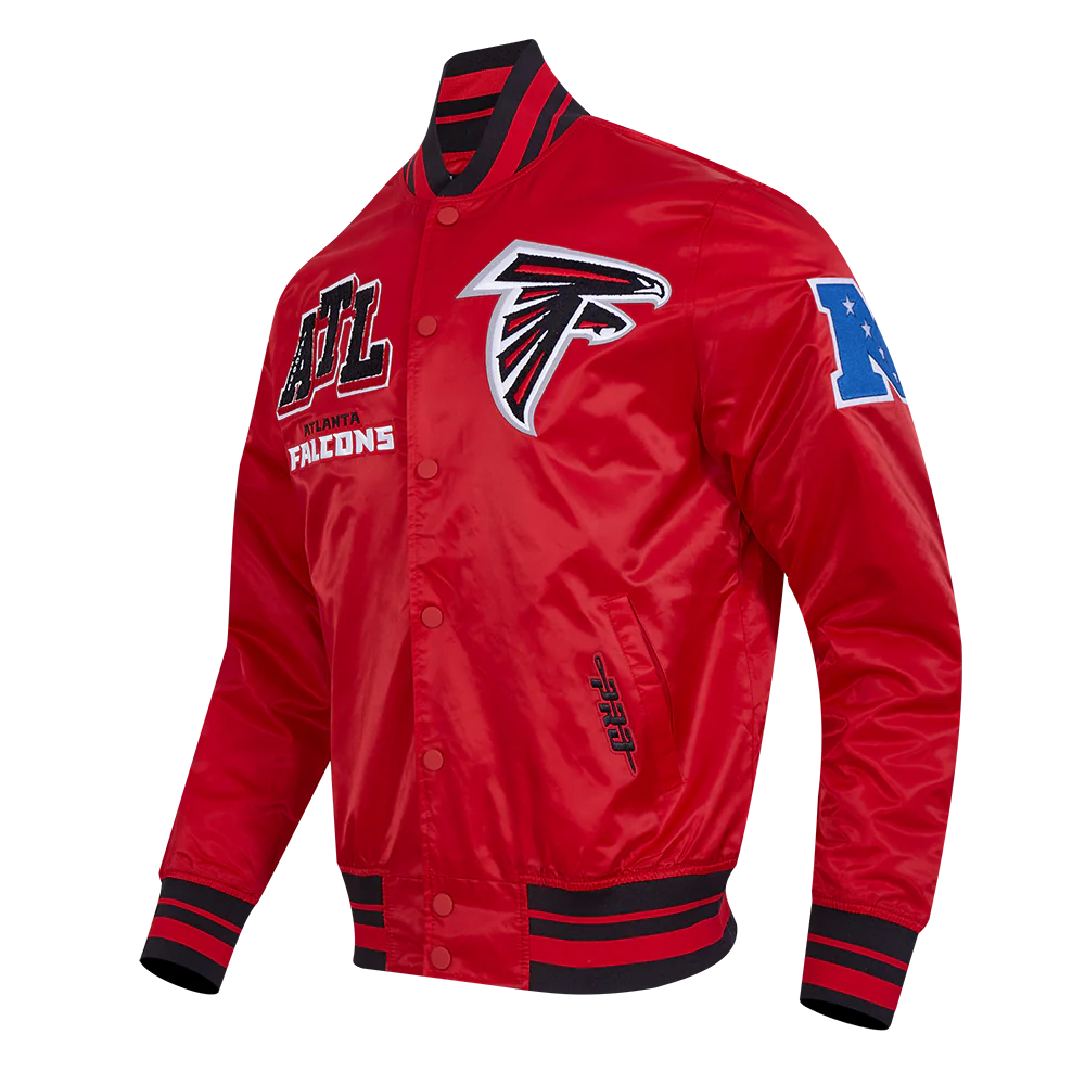 NFL ATLANTA FALCONS MASHUP MEN'S RIB SATIN JACKET (RED/BLACK) - Image 2
