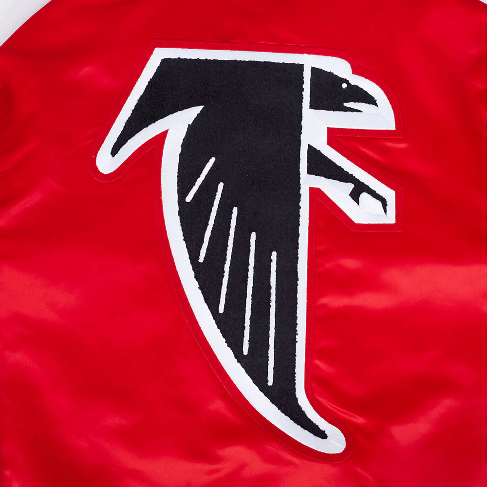 NFL ATLANTA FALCONS RETRO CLASSIC MEN'S RIB SATIN JACKET (RED/BLACK) - Image 7