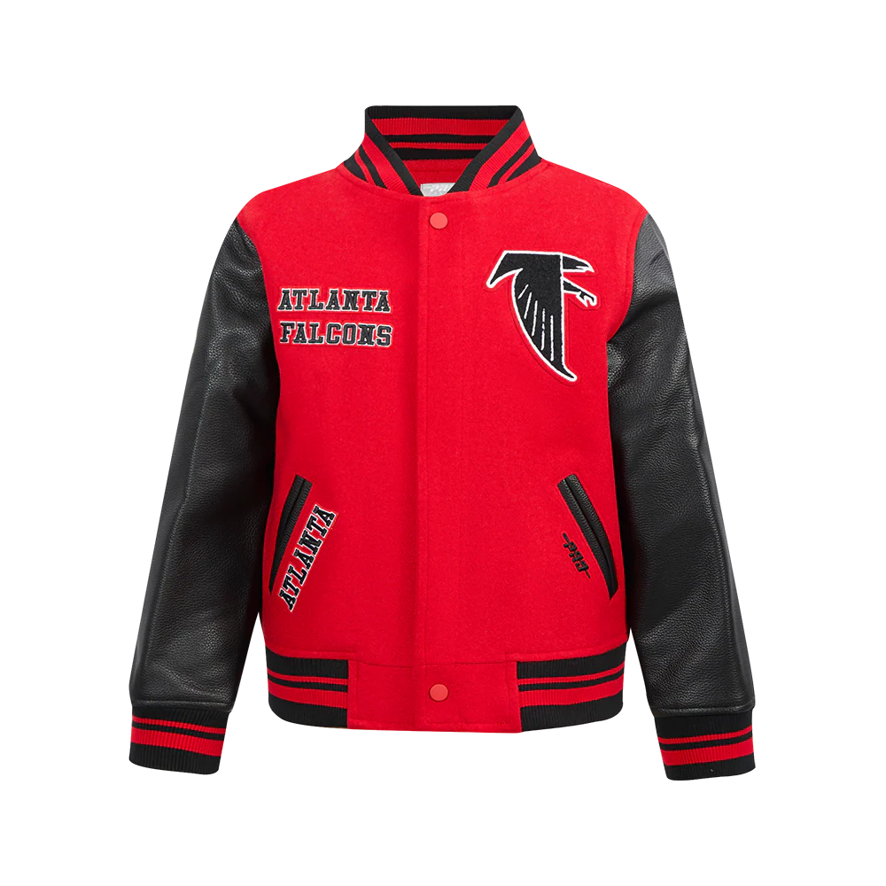 NFL ATLANTA FALCONS RETRO CLASSIC BIG BOYS RIB WOOL VARSITY JACKET (RED/BLACK)