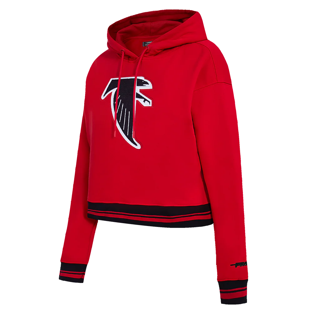 NFL ATLANTA FALCONS RETRO CLASSIC WOMEN'S RIB CROPPED PO HOODIE (RED/BLACK) - Image 3