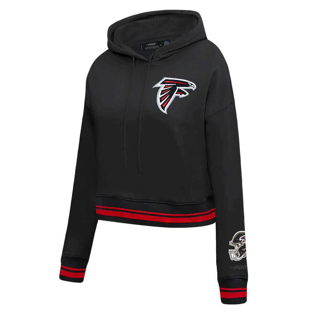 NFL ATLANTA FALCONS MASHUP WOMEN'S RIB CROPPED PO HOODIE (BLACK/RED/BLACK) - Image 12