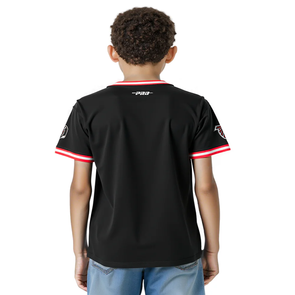NFL ATLANTA FALCONS CLASSIC LITTLE BOYS SHORT SLEEVE STRIPED RIB TEE (BLACK/RED) - Image 2