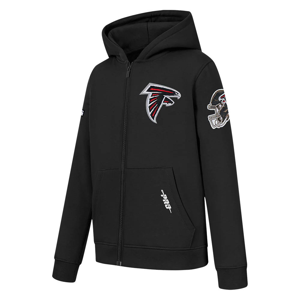 NFL ATLANTA FALCONS CLASSIC LITTLE BOYS FLEECE FULL ZIP HOODIE (BLACK) - Image 4