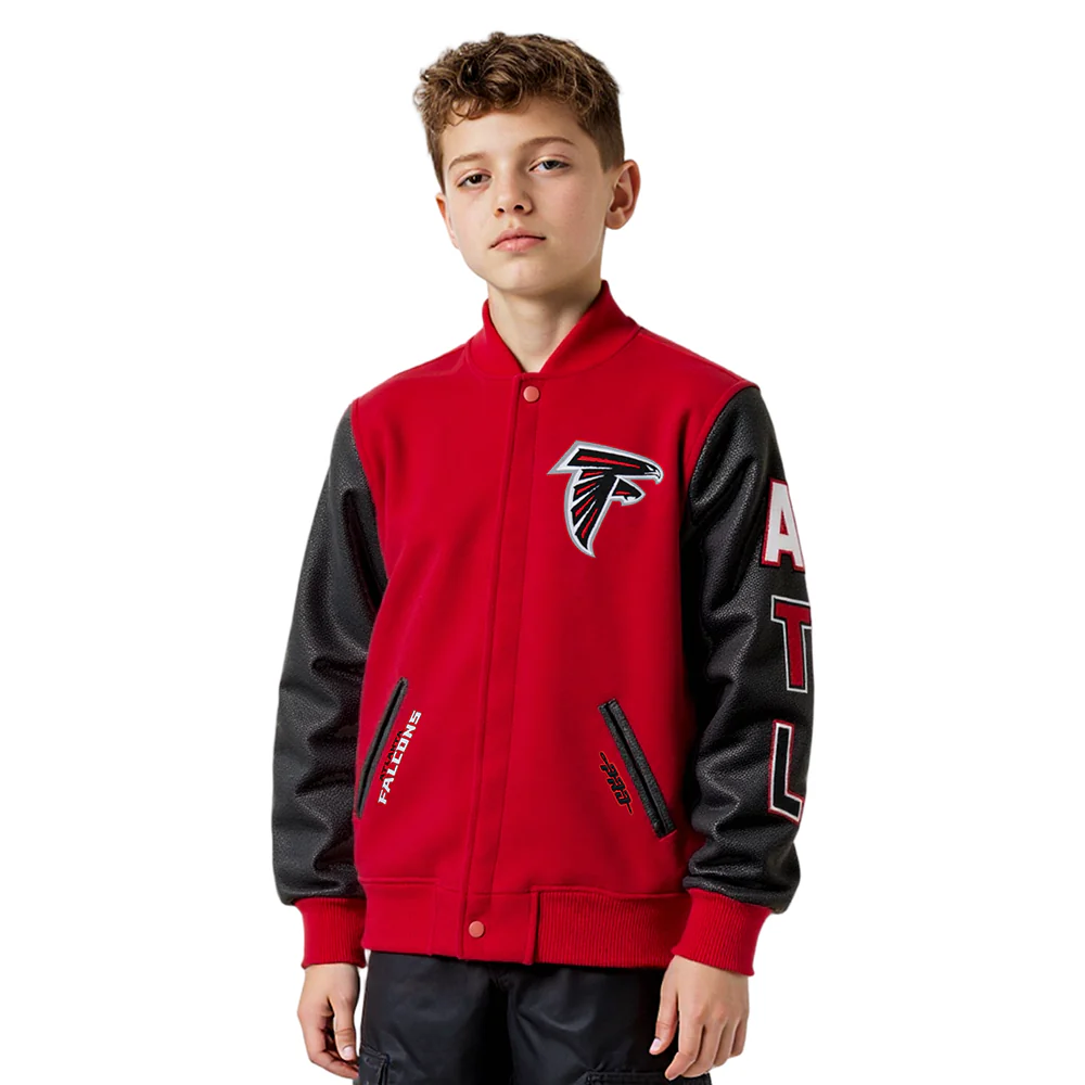 NFL ATLANTA FALCONS CLASSIC LITTLE BOYS WOOL VARSITY JACKET (RED/BLACK) - Image 10