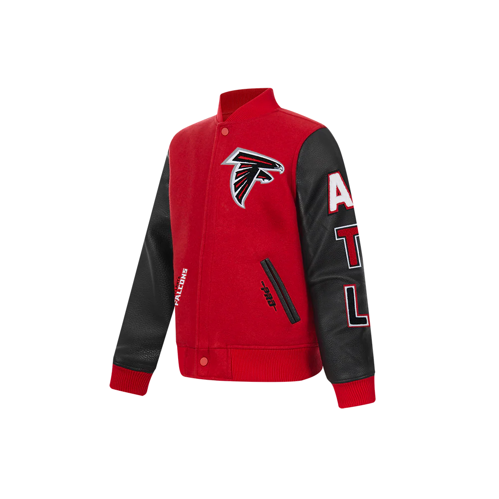 NFL ATLANTA FALCONS CLASSIC LITTLE BOYS WOOL VARSITY JACKET (RED/BLACK) - Image 3