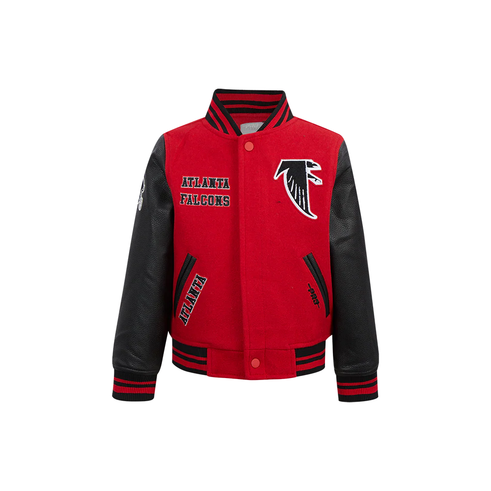 NFL ATLANTA FALCONS RETRO CLASSIC LITTLE BOYS RIB WOOL VARSITY JACKET (RED/BLACK)