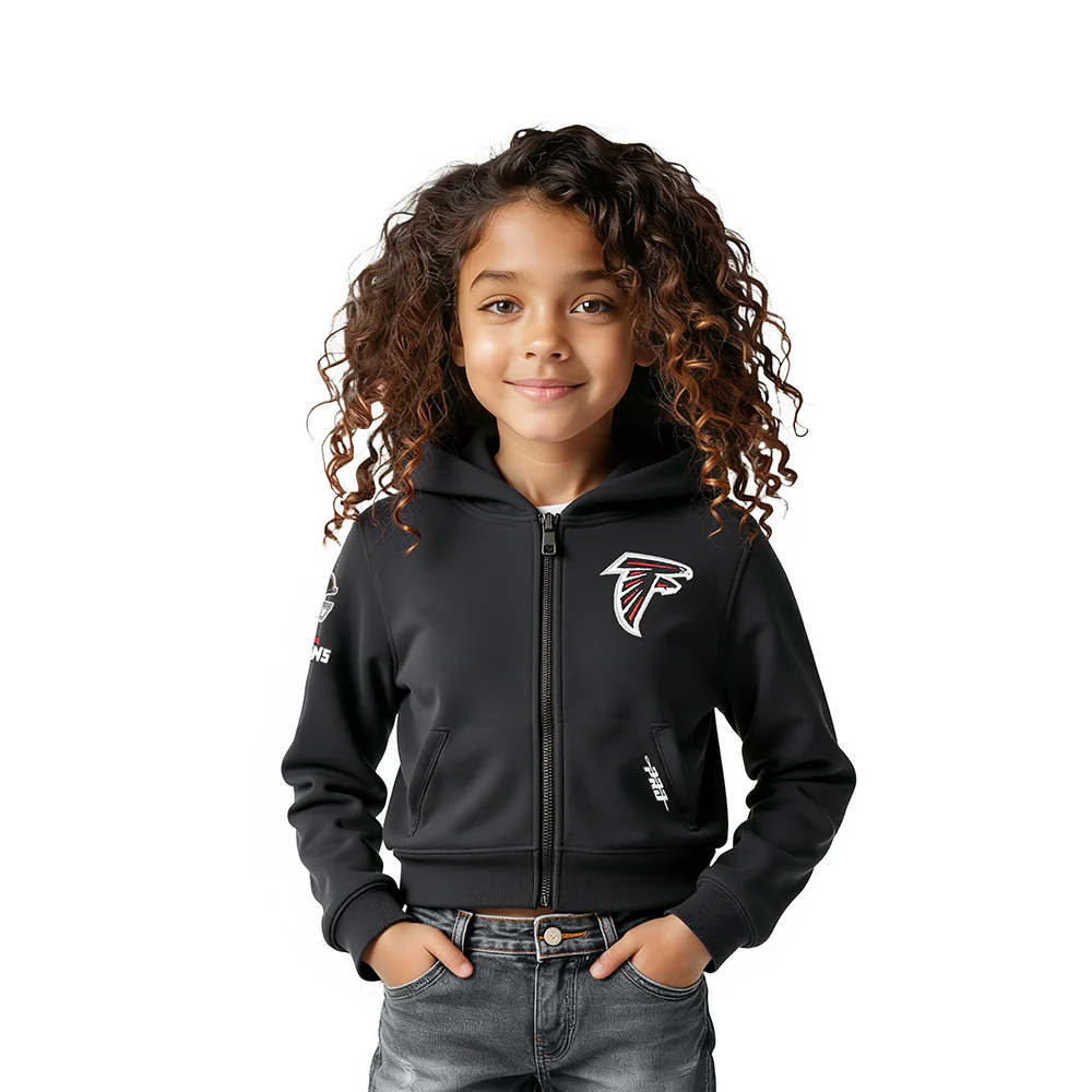 NFL ATLANTA FALCONS CLASSIC LITTLE GIRLS  FLEECE FULL ZIP HOODIE (BLACK)