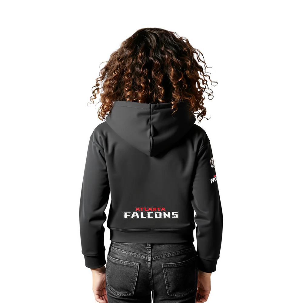 NFL ATLANTA FALCONS CLASSIC LITTLE GIRLS  FLEECE FULL ZIP HOODIE (BLACK) - Image 2
