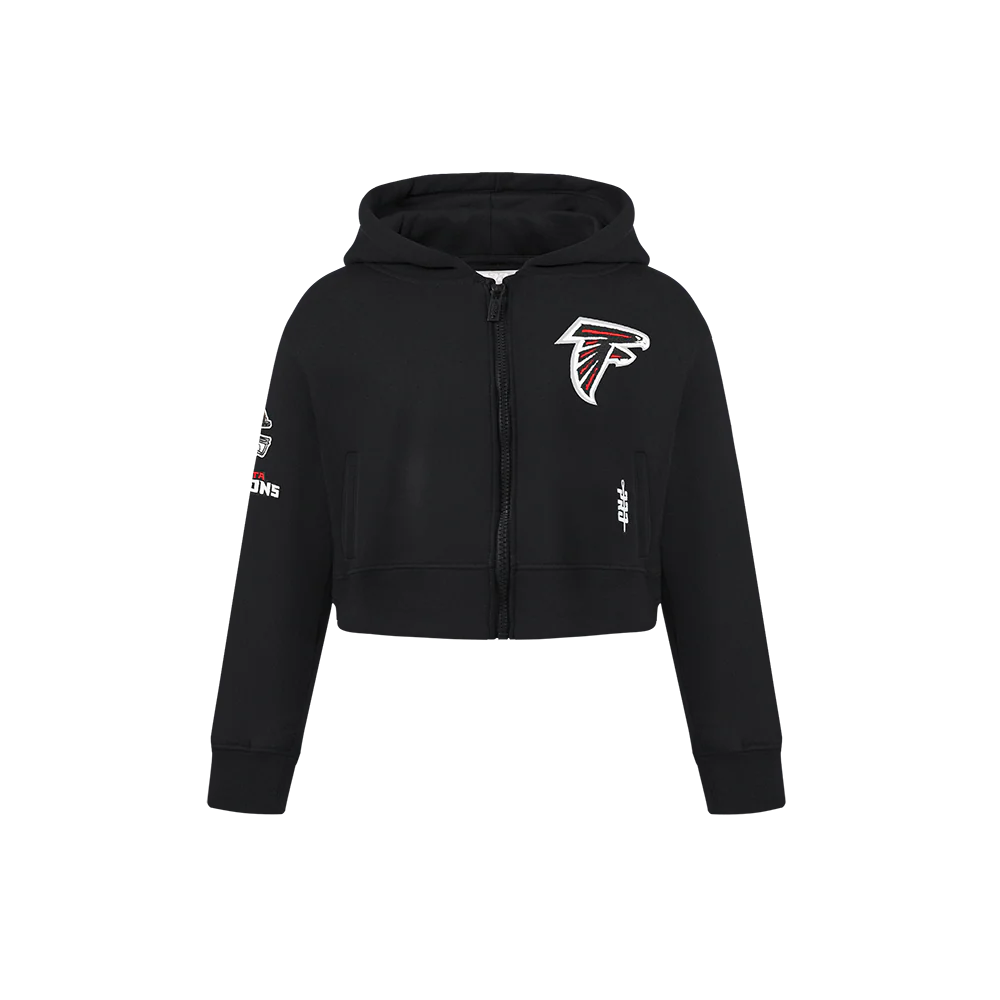 NFL ATLANTA FALCONS CLASSIC LITTLE GIRLS  FLEECE FULL ZIP HOODIE (BLACK) - Image 3
