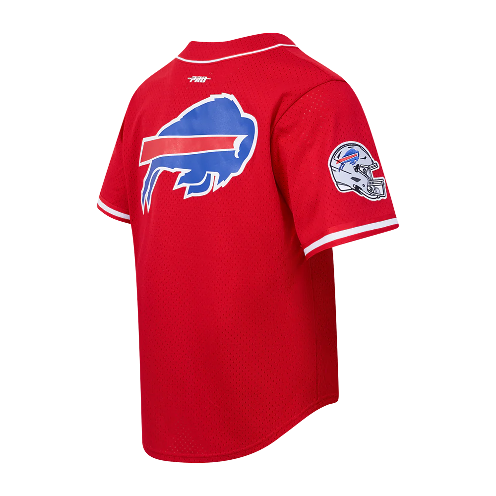 NFL BUFFALO BILLS SCRIPT TAIL MEN'S MESH BUTTON DOWN SHIRT (RED) - Image 4