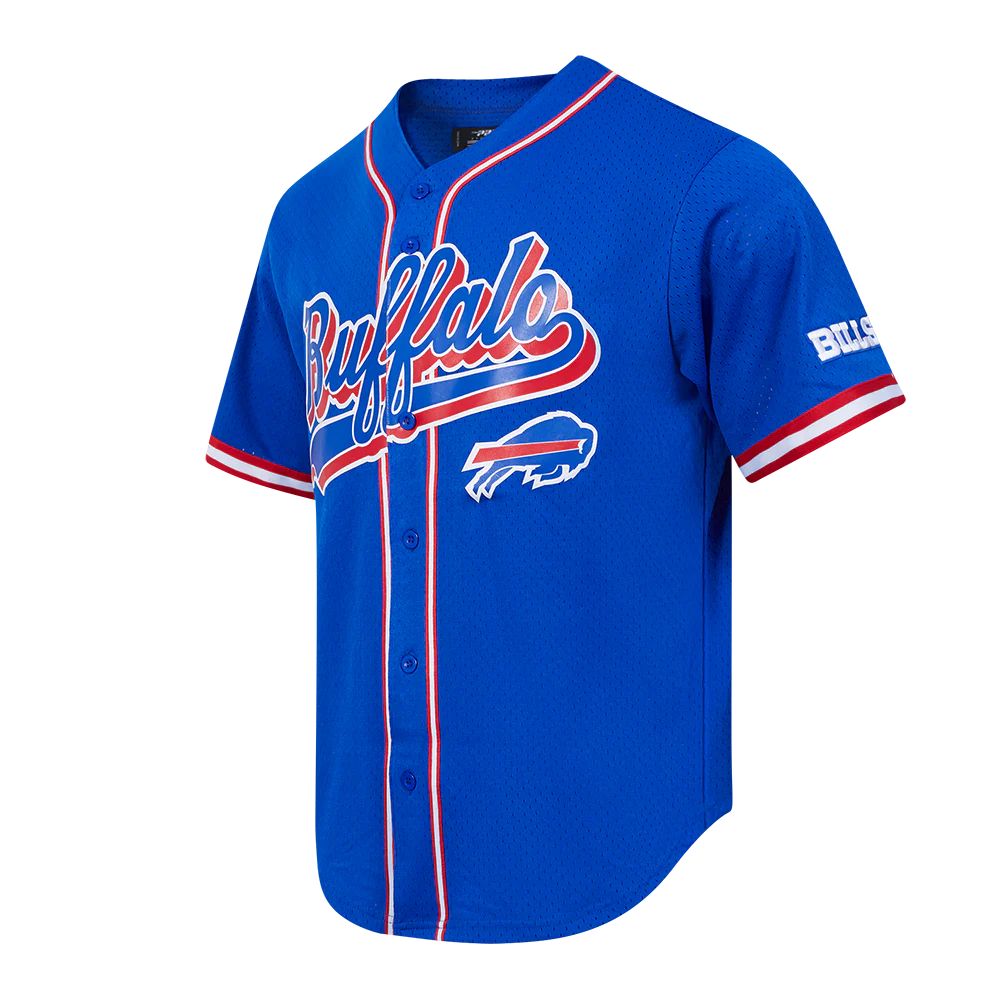 NFL BUFFALO BILLS SCRIPT TAIL MEN'S MESH BUTTON DOWN SHIRT (ROYAL BLUE/RED) - Image 2