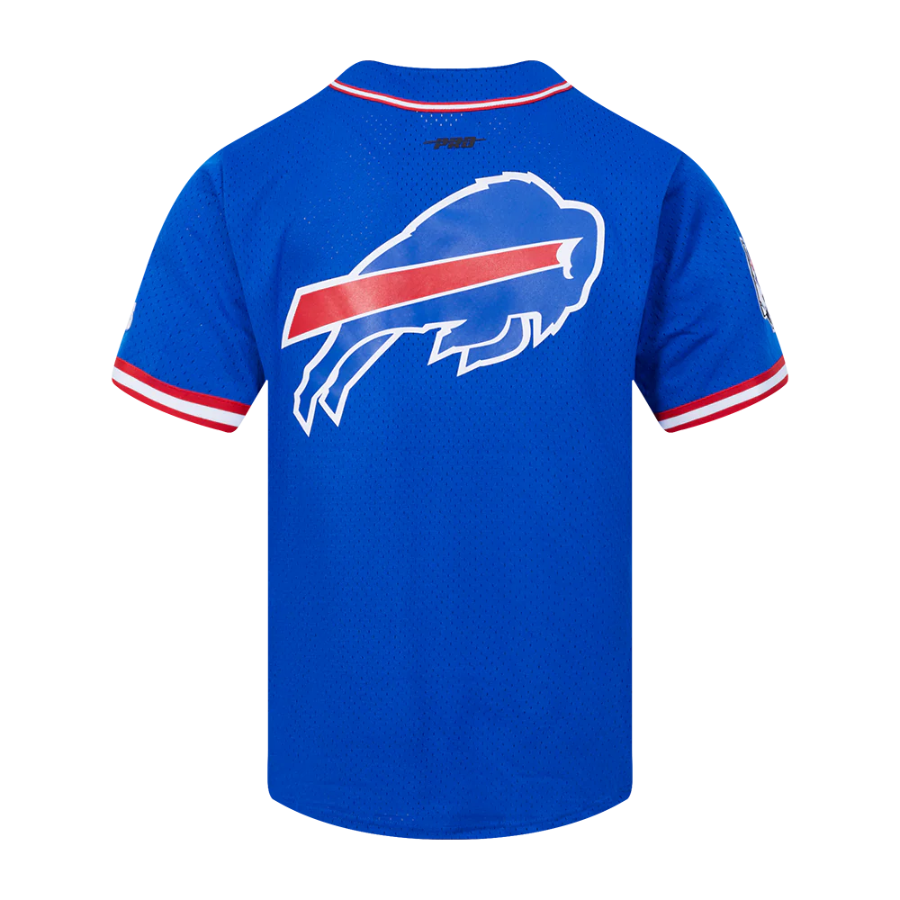 NFL BUFFALO BILLS SCRIPT TAIL MEN'S MESH BUTTON DOWN SHIRT (ROYAL BLUE/RED) - Image 3