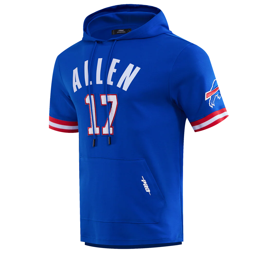 NFL BUFFALO BILLS JOSH ALLEN #17 MEN'S SHORT SLEEVE PULLOVER HOODIE (ROYAL BLUE/RED) - Image 2