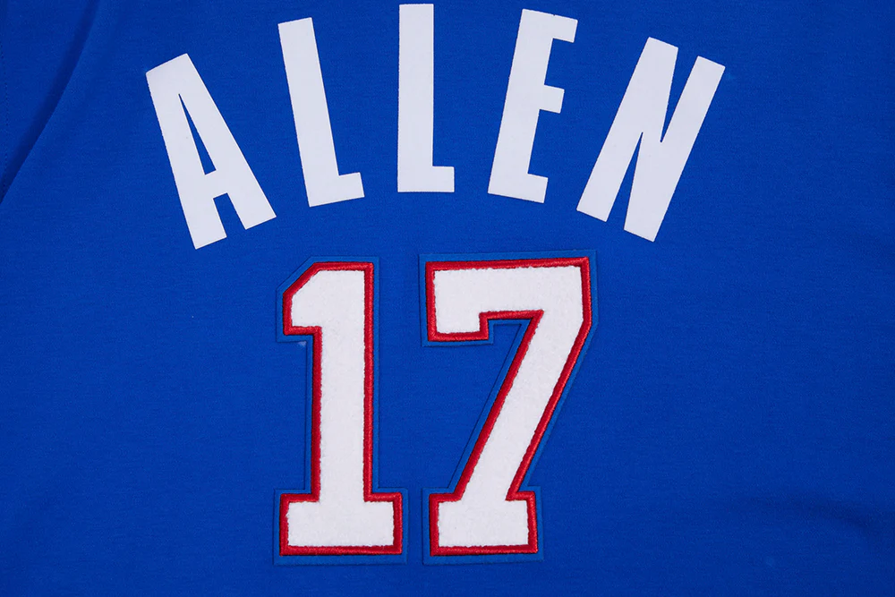 NFL BUFFALO BILLS JOSH ALLEN #17 MEN'S SHORT SLEEVE PULLOVER HOODIE (ROYAL BLUE/RED) - Image 5