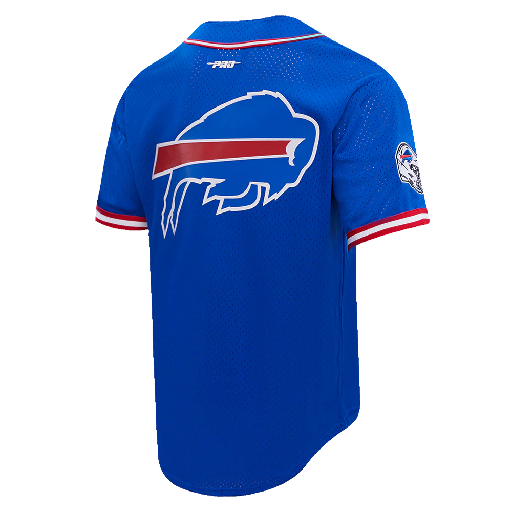 NFL BUFFALO BILLS JOSH ALLEN #17 MEN'S MESH BUTTON DOWN SHIRT (ROYAL BLUE/RED) - Image 3