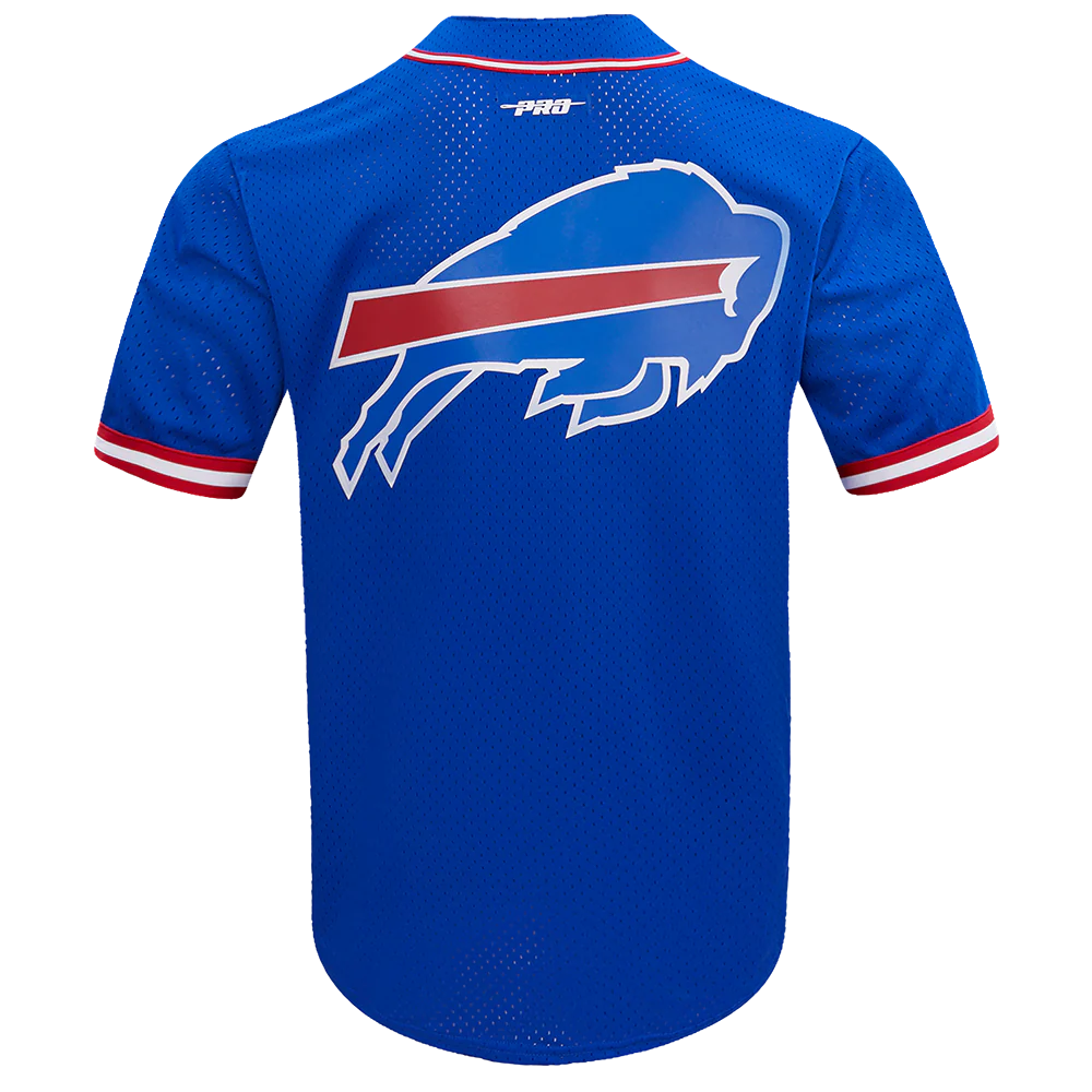 NFL BUFFALO BILLS JOSH ALLEN #17 MEN'S MESH BUTTON DOWN SHIRT (ROYAL BLUE/RED) - Image 4
