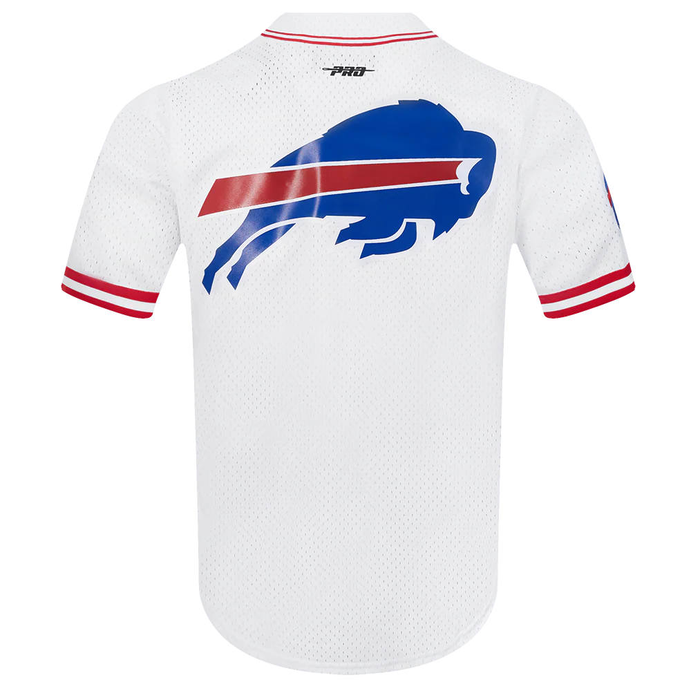 NFL BUFFALO BILLS MESH BUTTON UP SHIRT (WHITE/RED) - Image 3