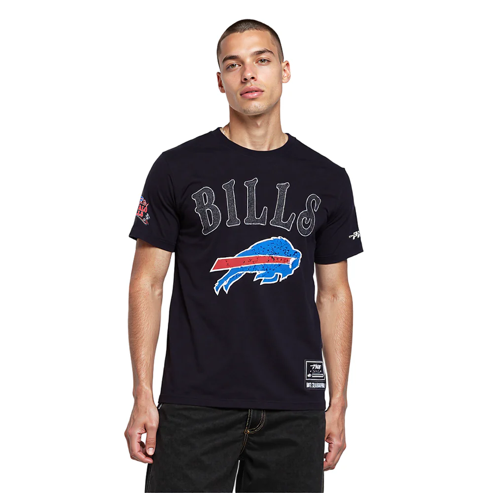 NFL BUFFALO BILLS REBEL ATHLETICS STACKED LOGO MEN'S SJ TEE (BLACK)