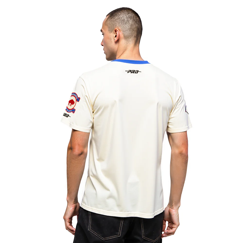 NFL BUFFALO BILLS MODERN ORIGINALS MEN'S RINGER TEE (EGGSHELL/ROYAL BLUE) - Image 2