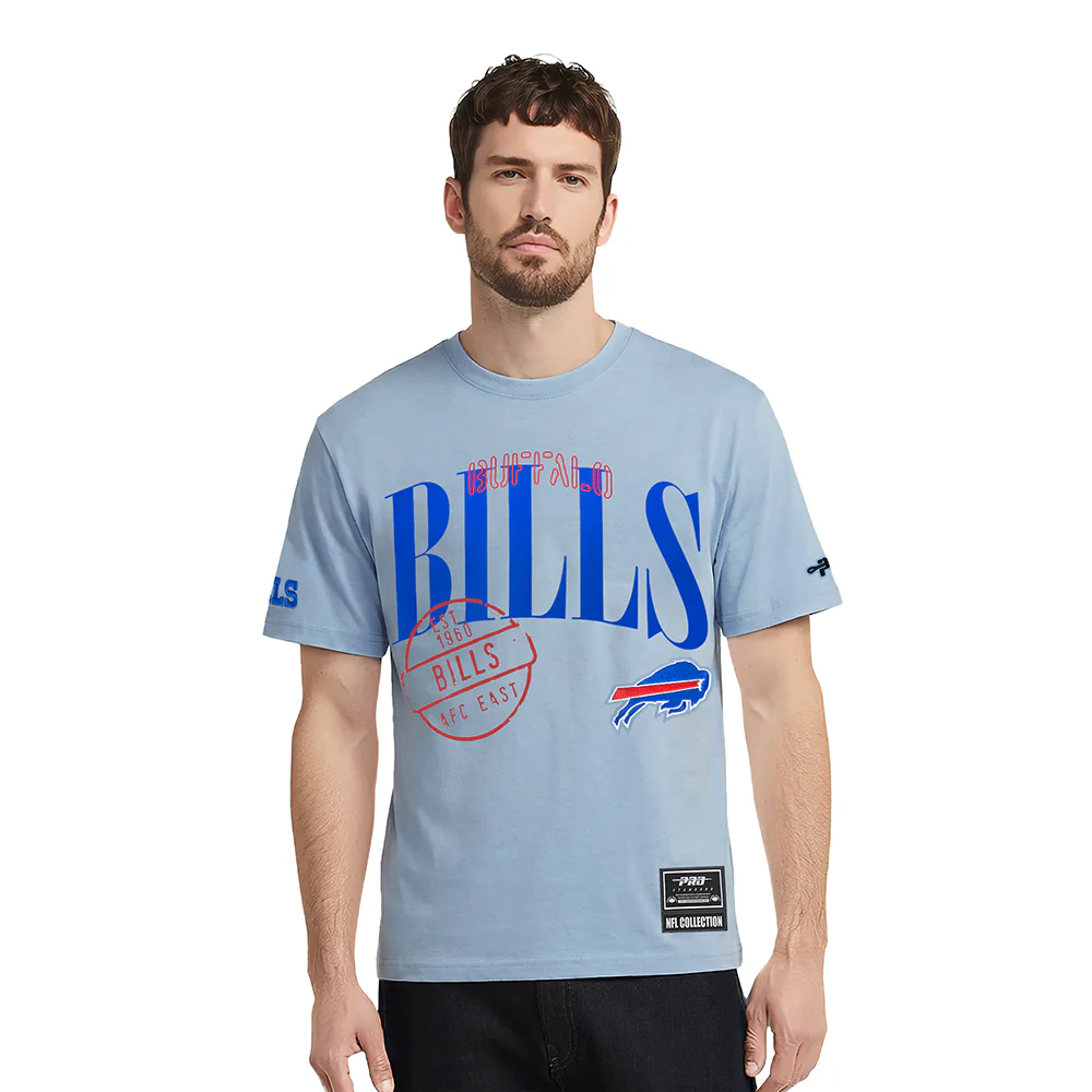 NFL BUFFALO BILLS  STAMPED MEN'S S/S TEE (DUSTY BLUE)