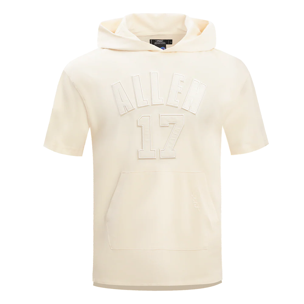 NFL BUFFALO BILLS JOSH ALLEN #17 NEUTRAL MEN'S SHORT SLEEVE PULLOVER HOODIE (EGGSHELL)