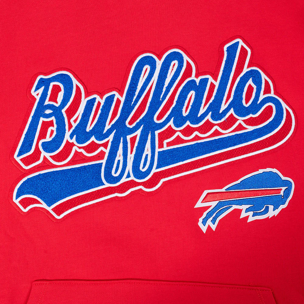 NFL BUFFALO BILLS SCRIPT TAIL MEN'S RIB FLC PO HOODIE (RED) - Image 10