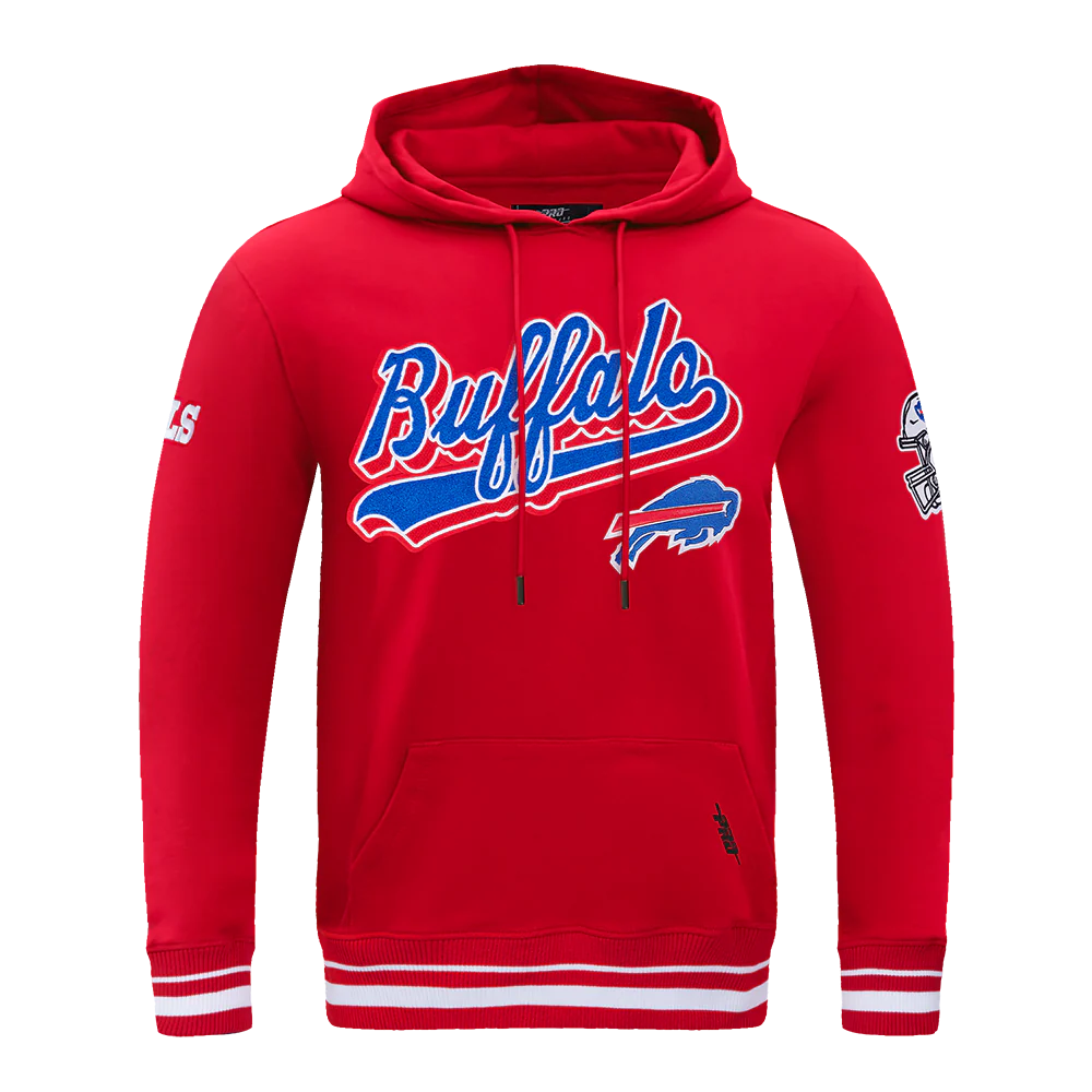 NFL BUFFALO BILLS SCRIPT TAIL MEN'S RIB FLC PO HOODIE (RED) - Image 5