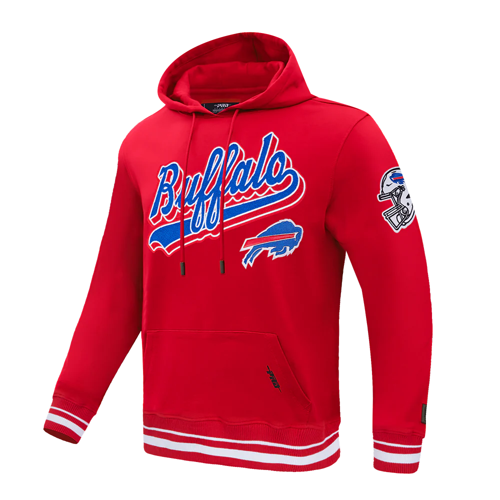 NFL BUFFALO BILLS SCRIPT TAIL MEN'S RIB FLC PO HOODIE (RED) - Image 6