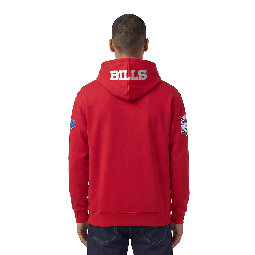 NFL BUFFALO BILLS OLD ENGLISH MEN'S PULLOVER HOODIE (RED) - Image 2