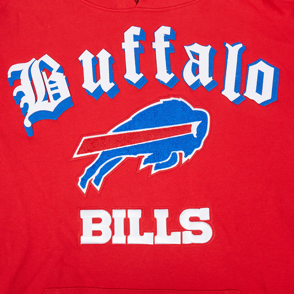 NFL BUFFALO BILLS OLD ENGLISH MEN'S PULLOVER HOODIE (RED) - Image 7