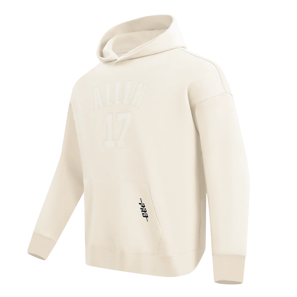 NFL BUFFALO BILLS JOSH ALLEN #17 NEUTRAL PNN MEN'S DROP SHOULDER FLC PO HOODIE (EGGSHELL) - Image 3