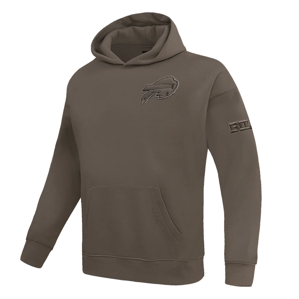 NFL BUFFALO BILLS NEUTRAL DROP SHOULDER MEN'S PULLOVER HOODIE (DARK TAUPE) - Image 2