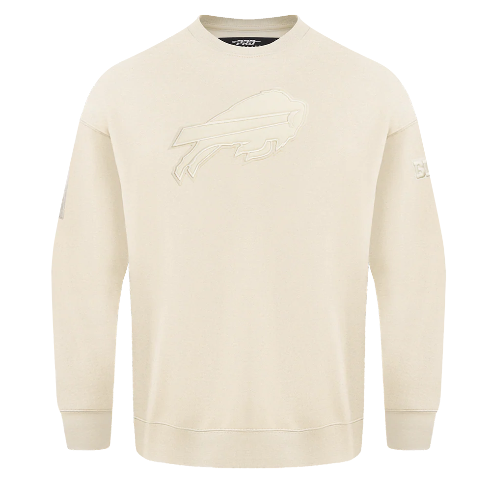 NFL BUFFALO BILLS NEUTRAL DROP SHOULDER FLEECE CREWNECK (EGGSHELL)