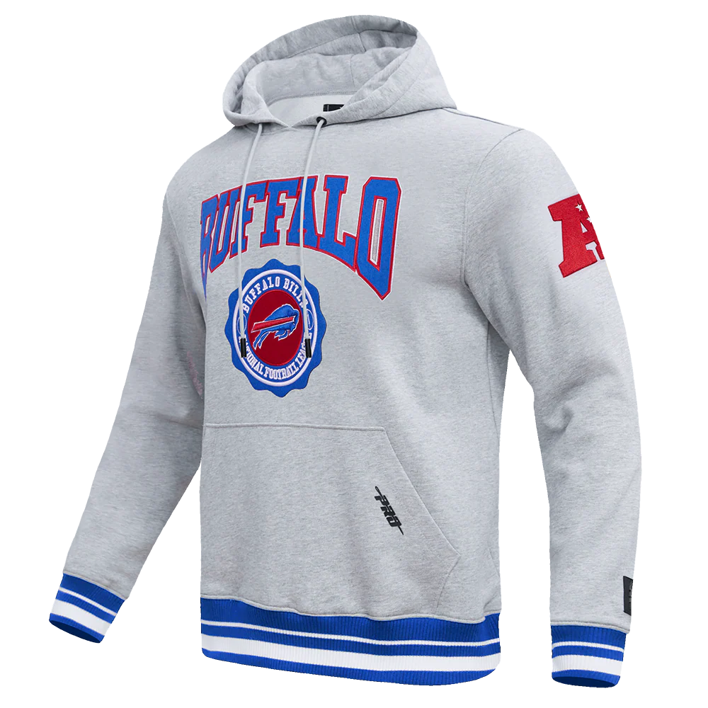 NFL BUFFALO BILLS CREST EMBLEM RIB FLC PO HOODIE (HEATHER GREY/ROYAL) - Image 3