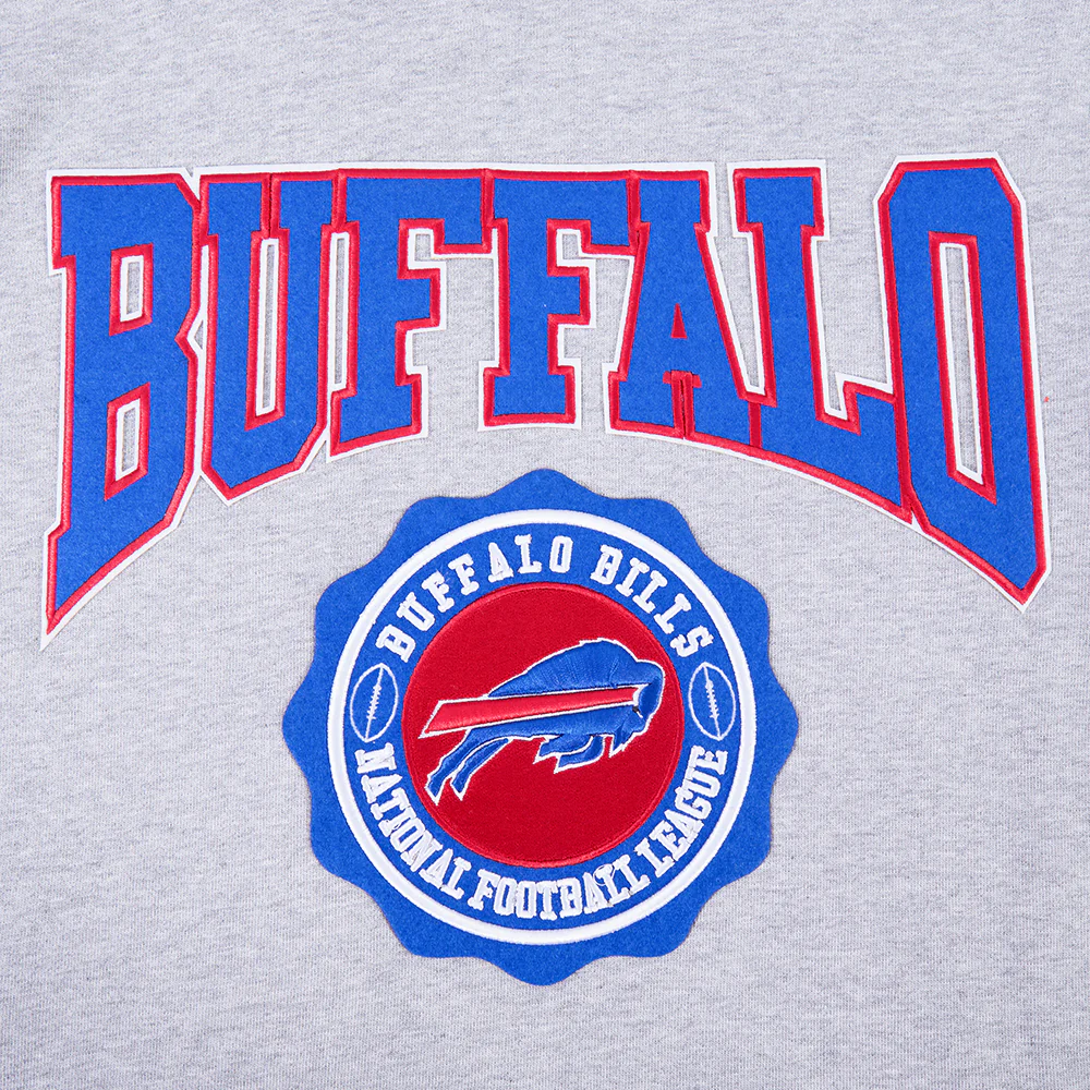 NFL BUFFALO BILLS CREST EMBLEM RIB FLC PO HOODIE (HEATHER GREY/ROYAL) - Image 5