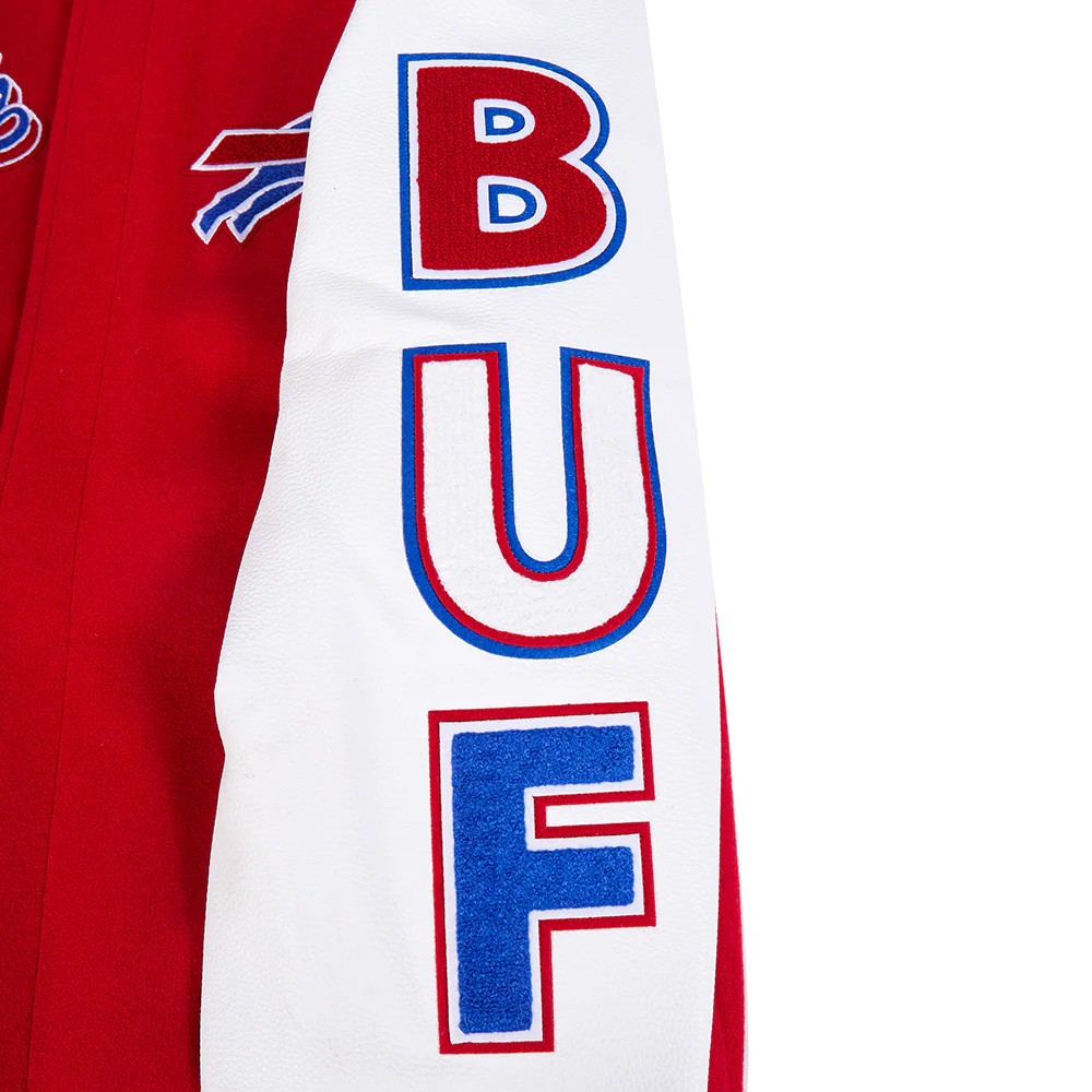 NFL BUFFALO BILLS SCRIPT TAIL MEN'S RIB WOOL VARSITY JACKET (RED/WHITE) - Image 10
