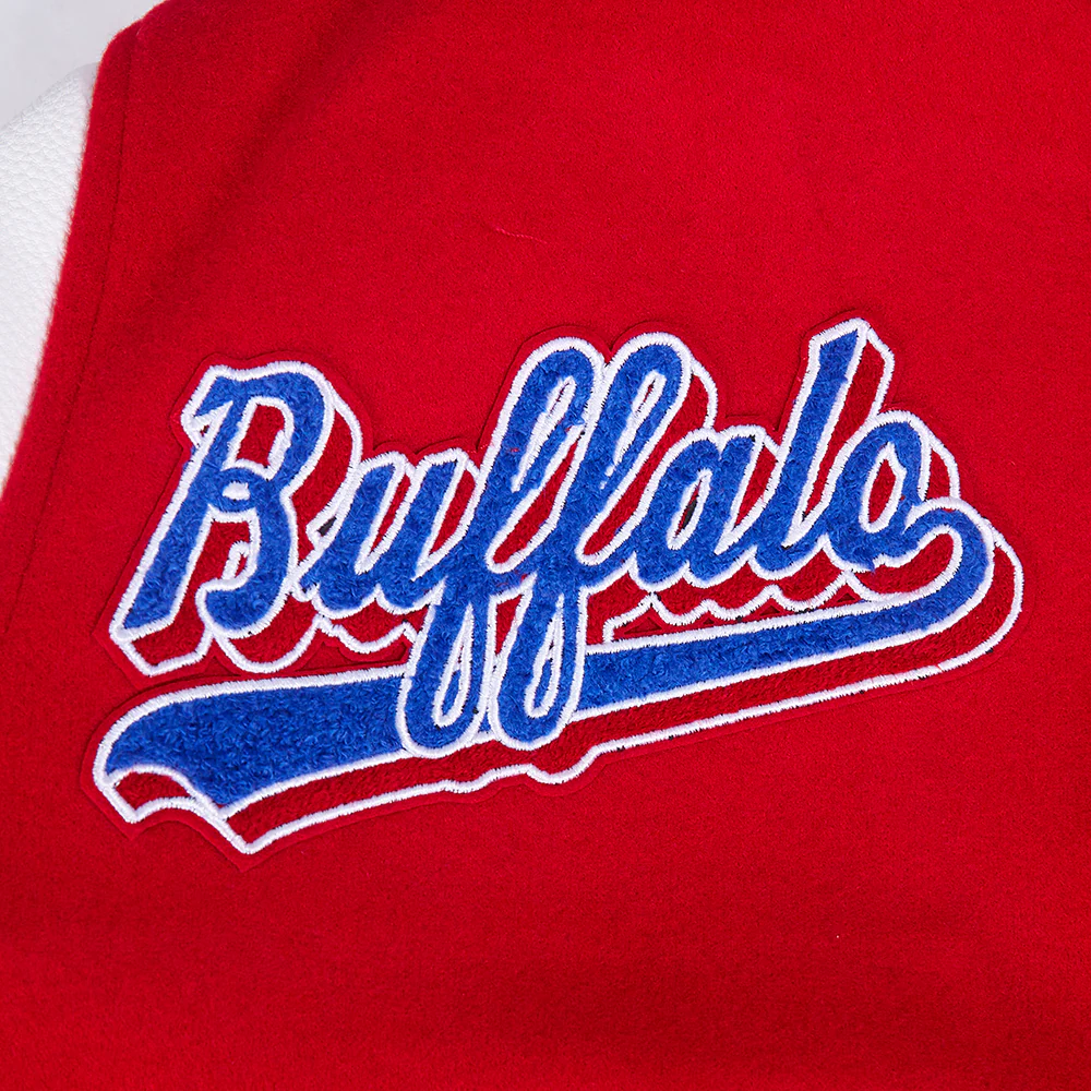 NFL BUFFALO BILLS SCRIPT TAIL MEN'S RIB WOOL VARSITY JACKET (RED/WHITE) - Image 13