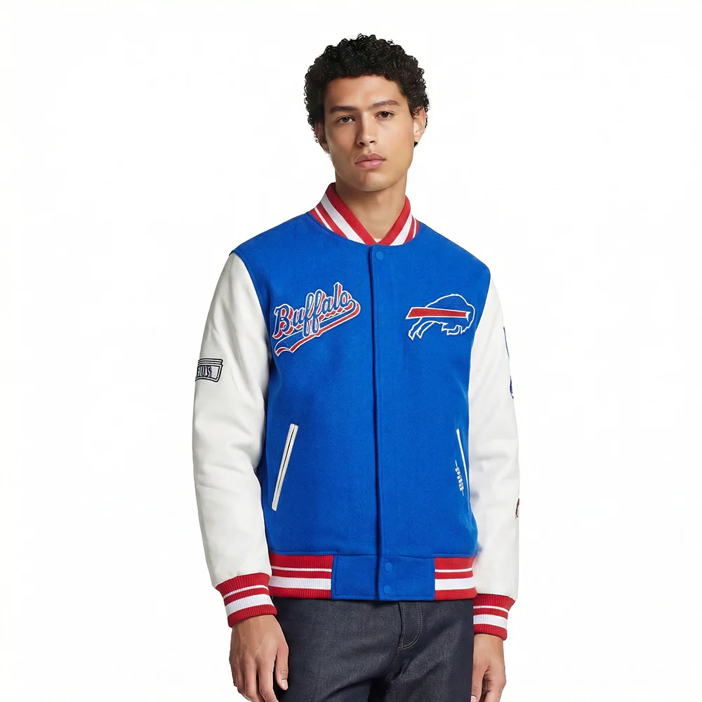 NFL BUFFALO BILLS SCRIPT TAIL MEN'S RIB WOOL VARSITY (ROYAL BLUE/RED)
