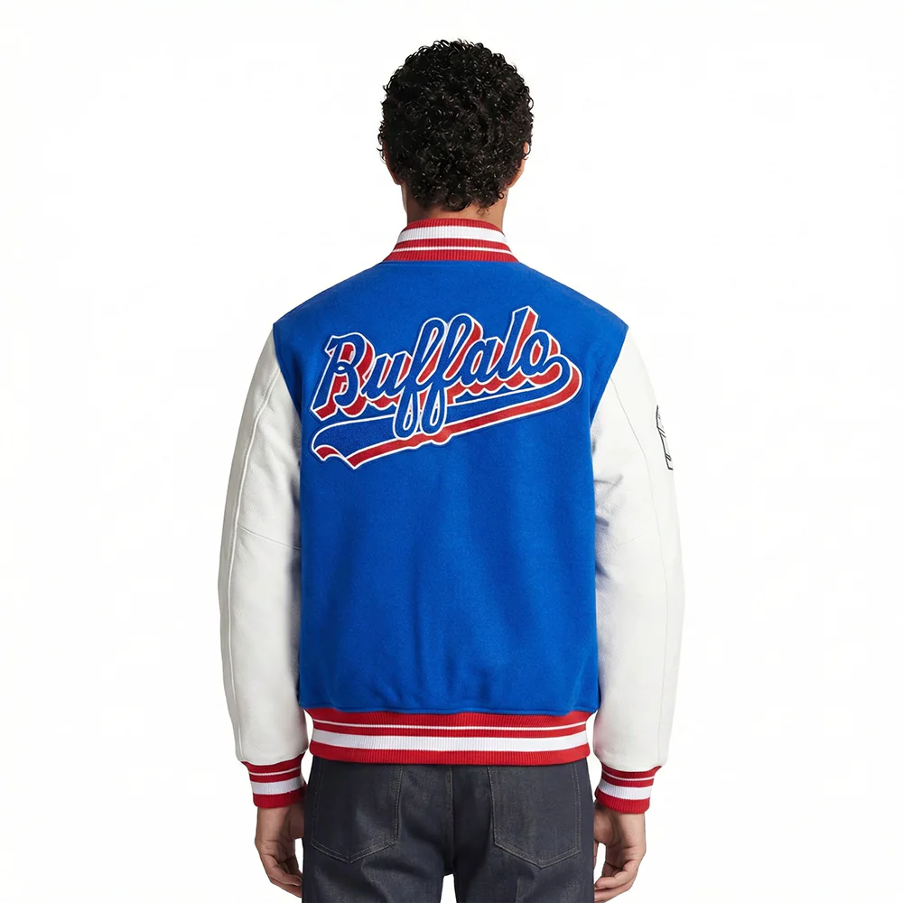 NFL BUFFALO BILLS SCRIPT TAIL MEN'S RIB WOOL VARSITY (ROYAL BLUE/RED) - Image 2