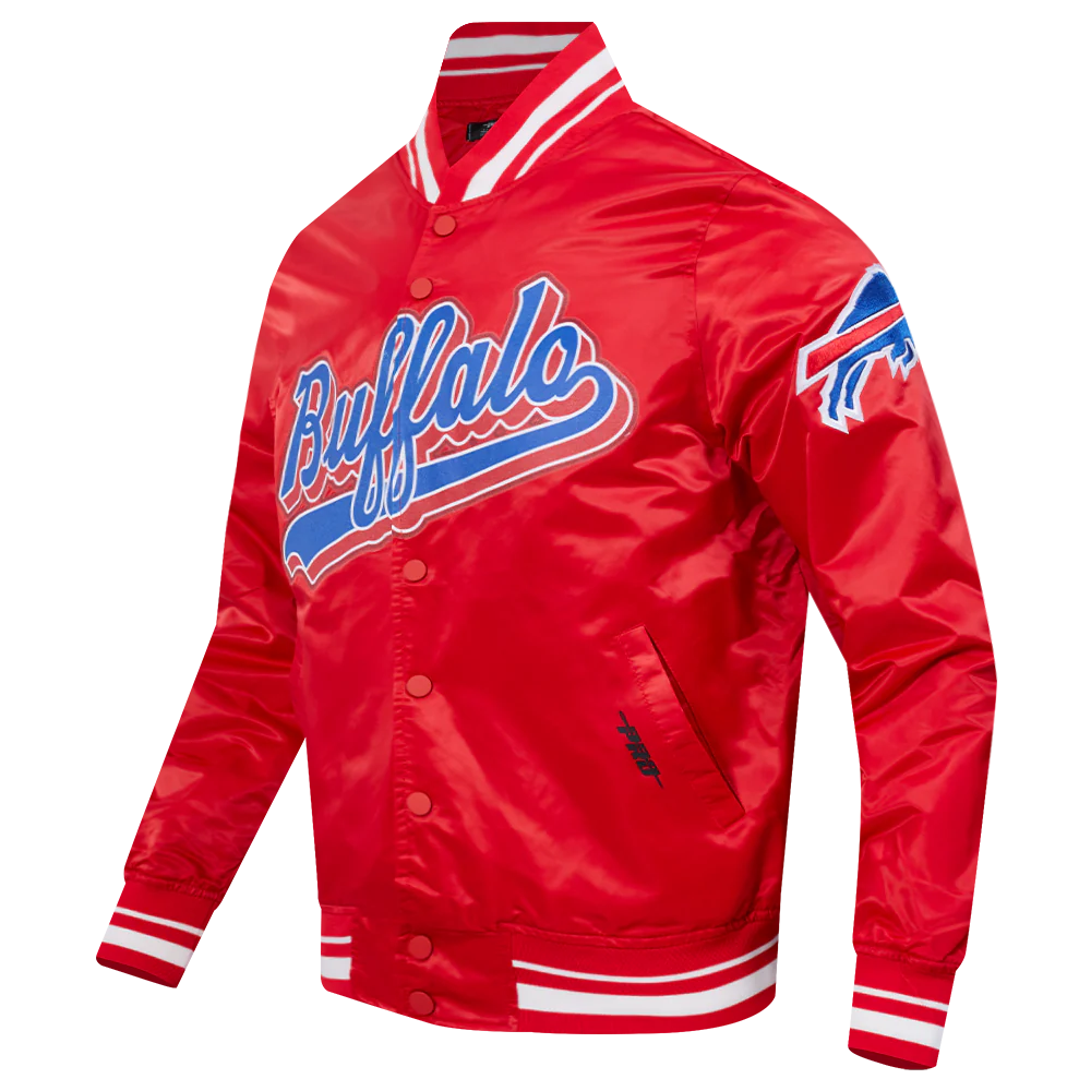 NFL BUFFALO BILLS SCRIPT TAIL MEN'S SATIN JACKET (RED) - Image 2