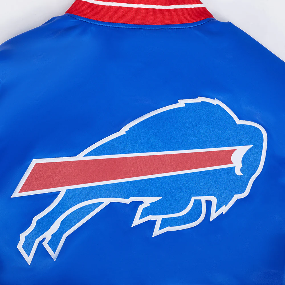 NFL BUFFALO BILLS SCRIPT TAIL MEN'S SATIN JACKET (ROYAL BLUE/RED) - Image 8