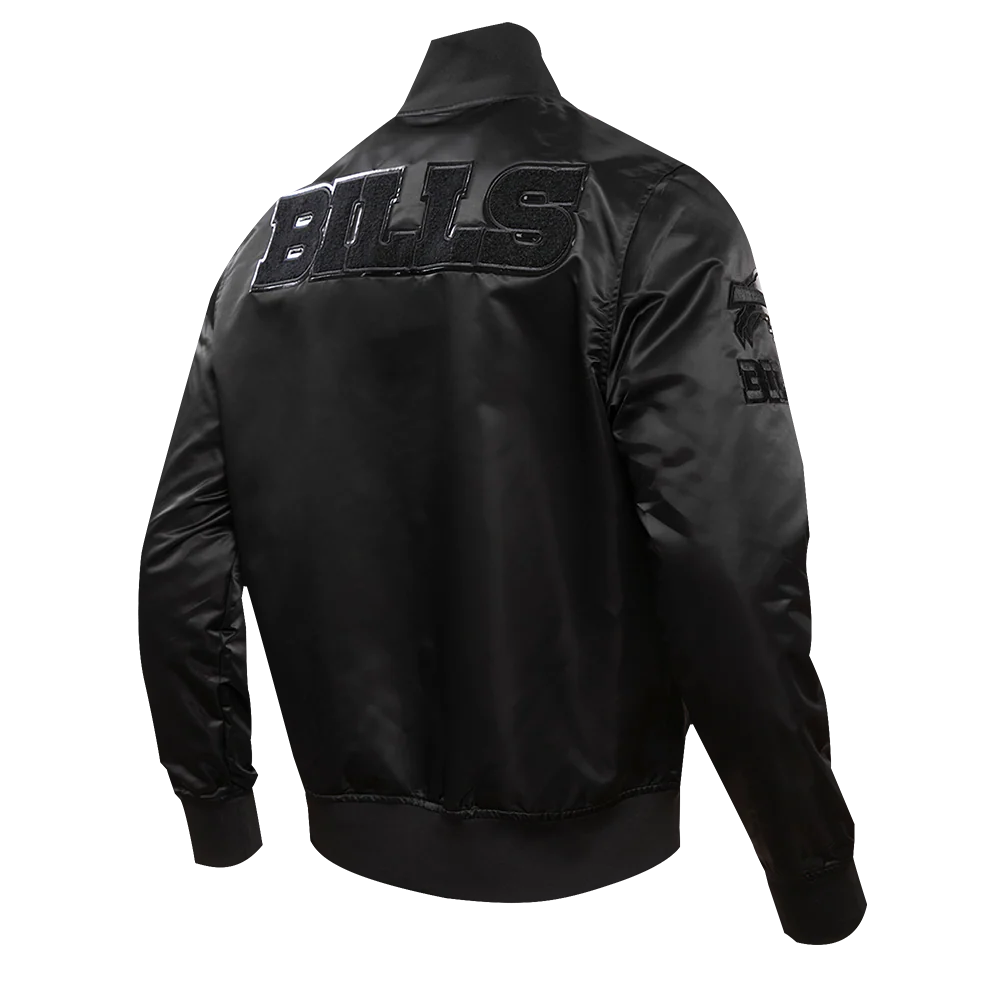 NFL BUFFALO BILLS TRIPLE BLACK MEN'S SATIN JACKET (TRIPLE BLACK) - Image 4