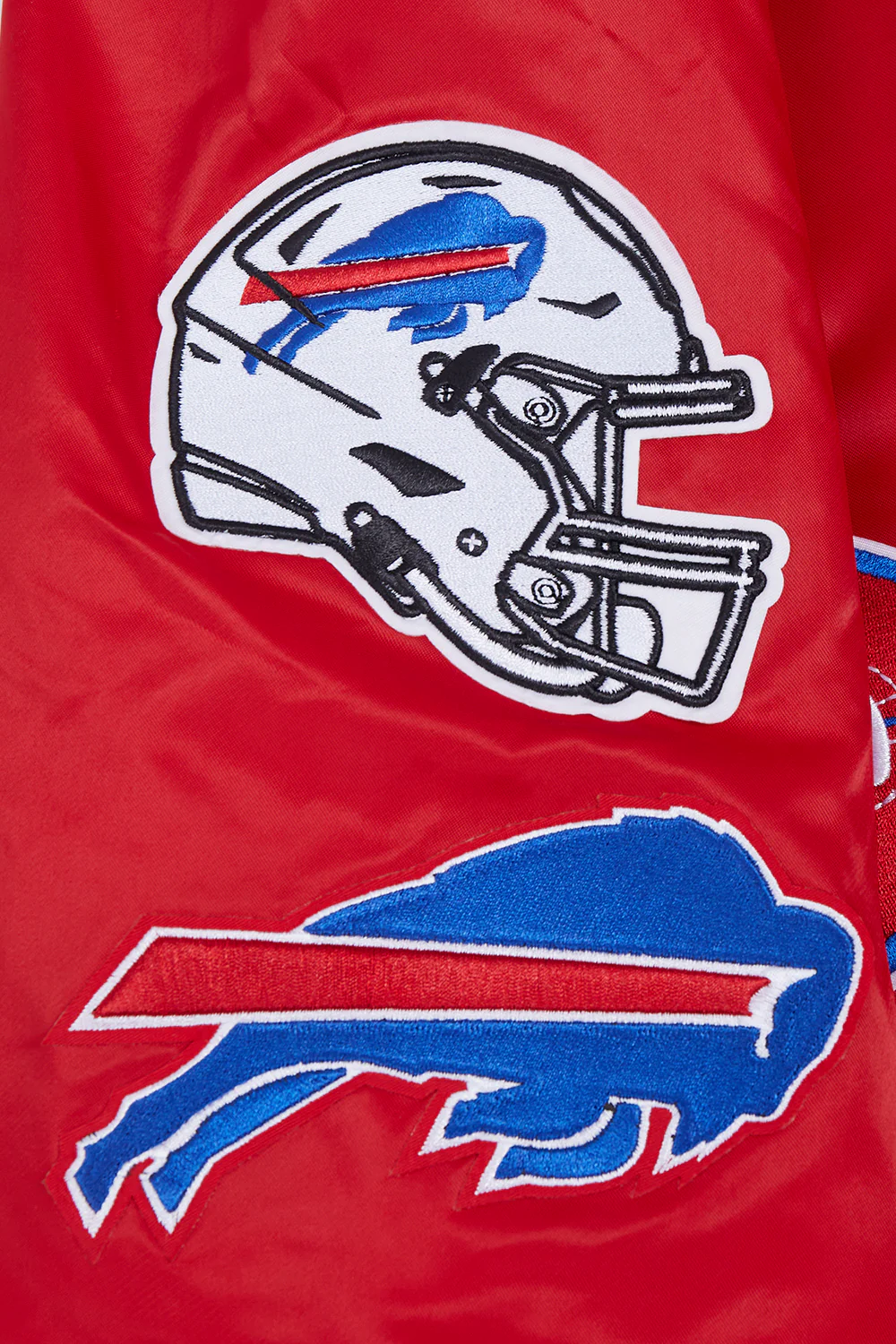 NFL BUFFALO BILLS OLD ENGLISH MEN'S RIB SATIN JACKET (RED) - Image 9