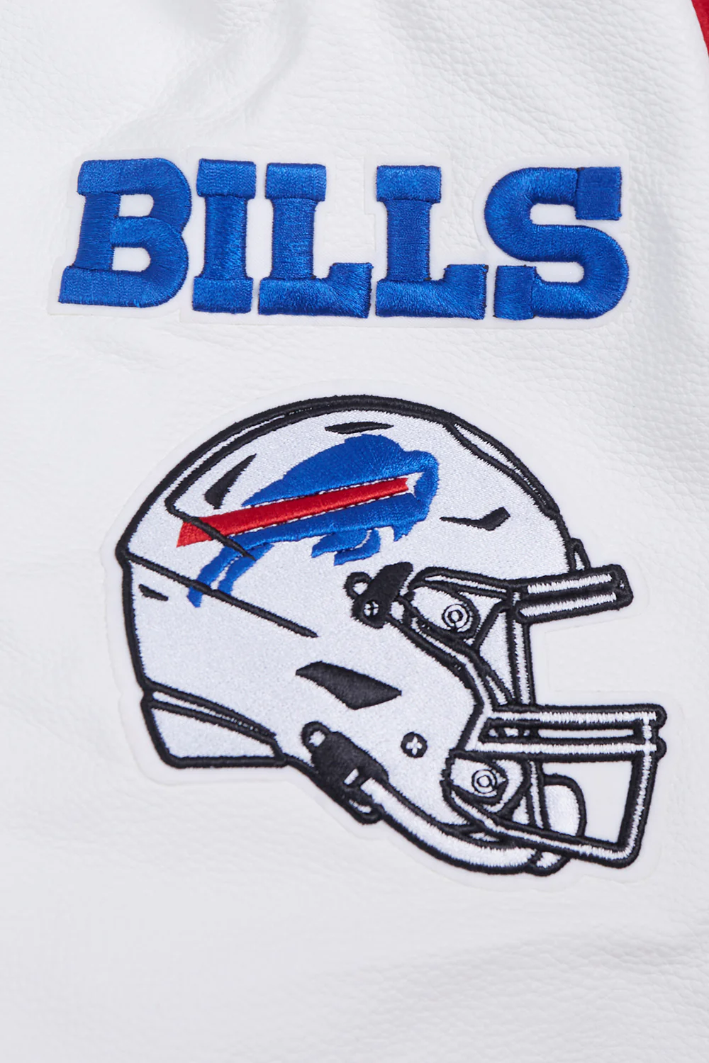 NFL BUFFALO BILLS OLD ENGLISH MEN'S RIB WOOL VARSITY JACKET (RED/WHITE) - Image 6
