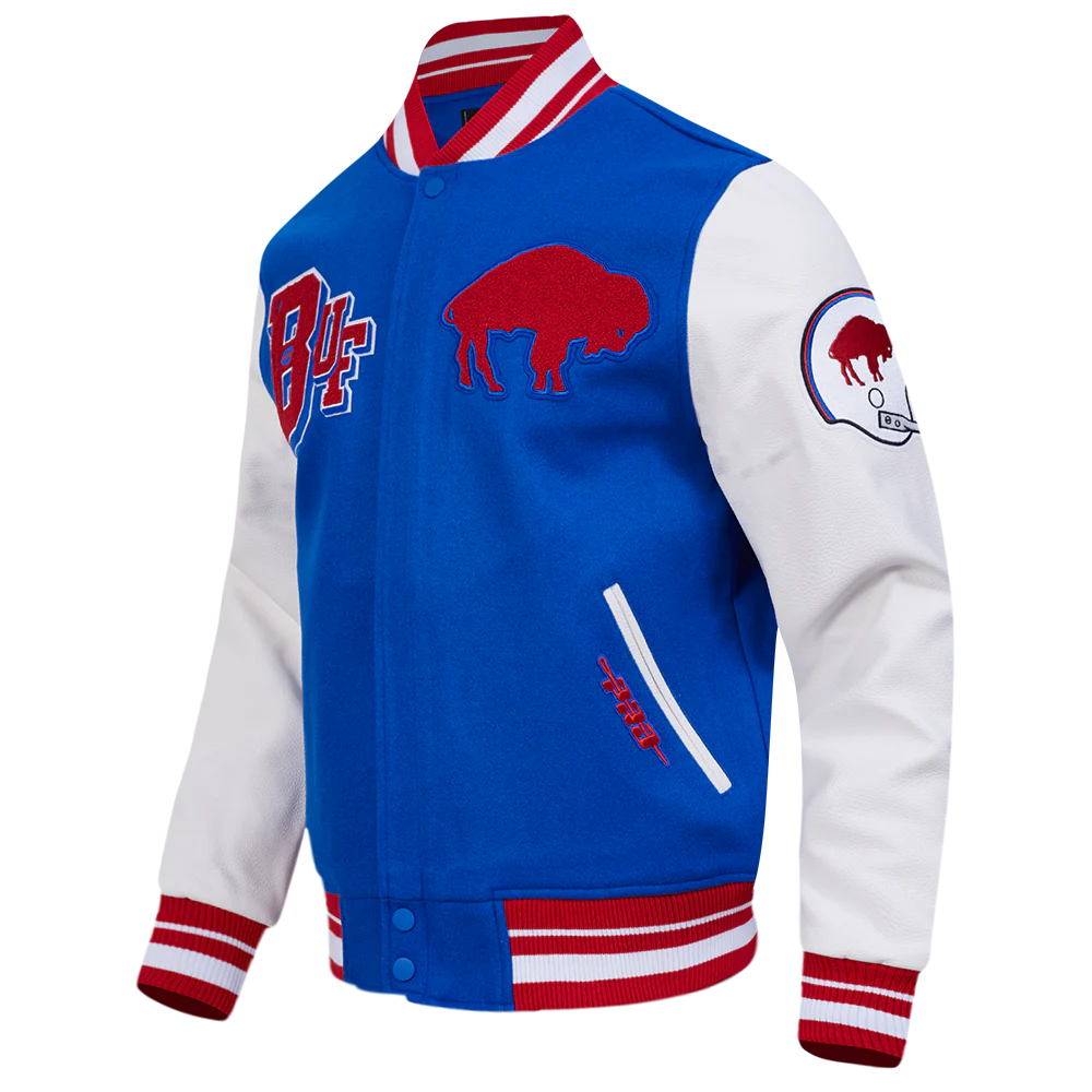 NFL BUFFALO BILLS BEST OF MEN'S RIB WOOL VARSITY JACKET (ROYAL BLUE/RED) - Image 3